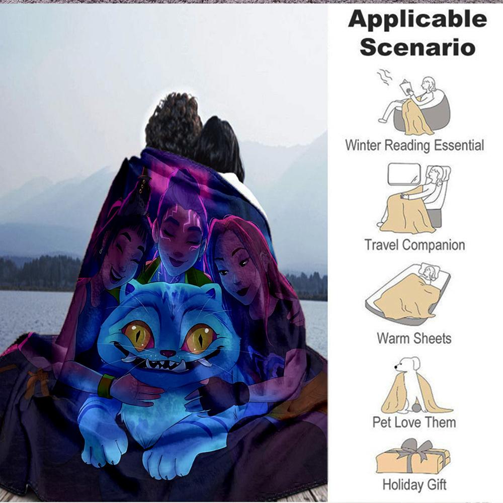 1PC K POP Demon Hunters, Huntrix Blanket, Throw For Sofa, Bed, Travel, Camping, Livingroom,
