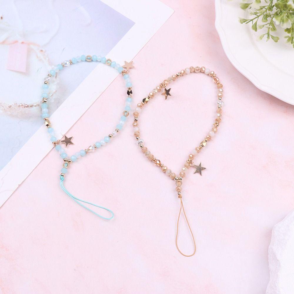 Gifts Telephone Cord Charming Five-pointed Star Pendant Mobile Phone Strap Phone Chains Beads Chain