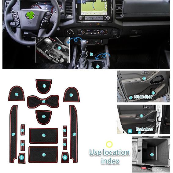 SHAOHAO for 2024 2025 Nissan Frontier Door Slot Mats Fit for 2022 2023 2024 2025 Frontier Accessories Frontier S/SV/Pro-X/Pro-4X/SL Pickup Truck Car