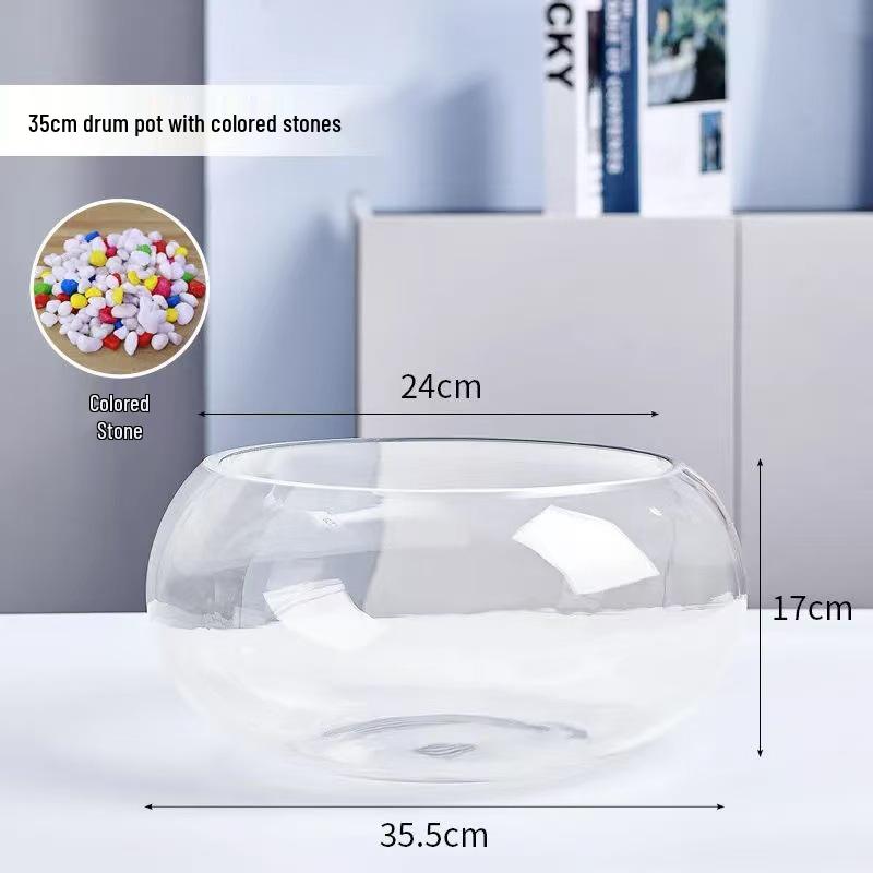 Creative Round Glass Fish Tank for Desktop, Office, or Living Room