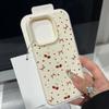 Little Cherry Bowknot Print Soft Matte Case For iPhone 16 Pro Max 15 Pro 14 13 12 11 TPU Leather Texture Shockproof Slim Phone Cover