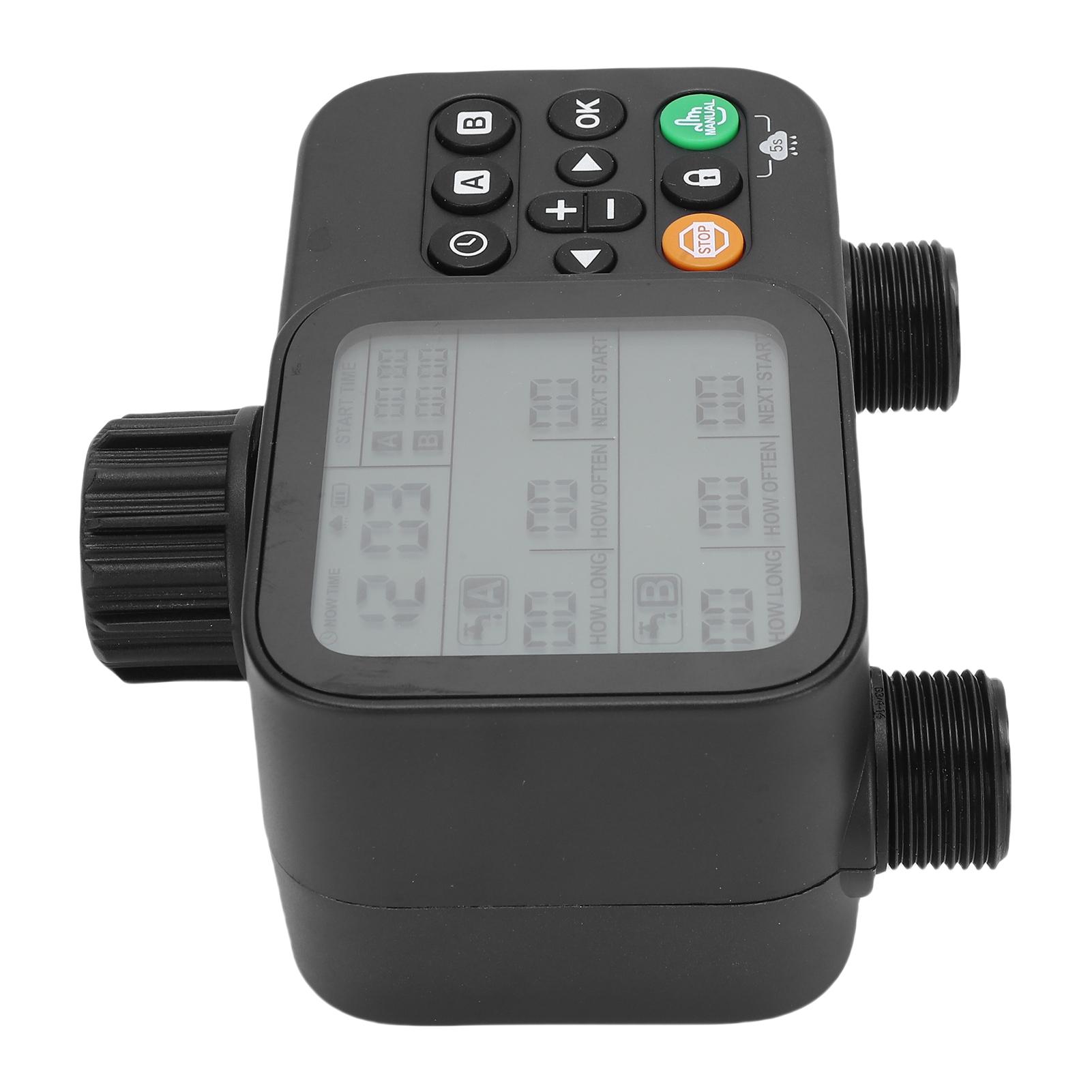 

Цифровой таймер для полива, программируемая автоматическая ручная система управления поливом с функцией задержки из-за дождя, 2 выхода, таймер для садового шланга, двора