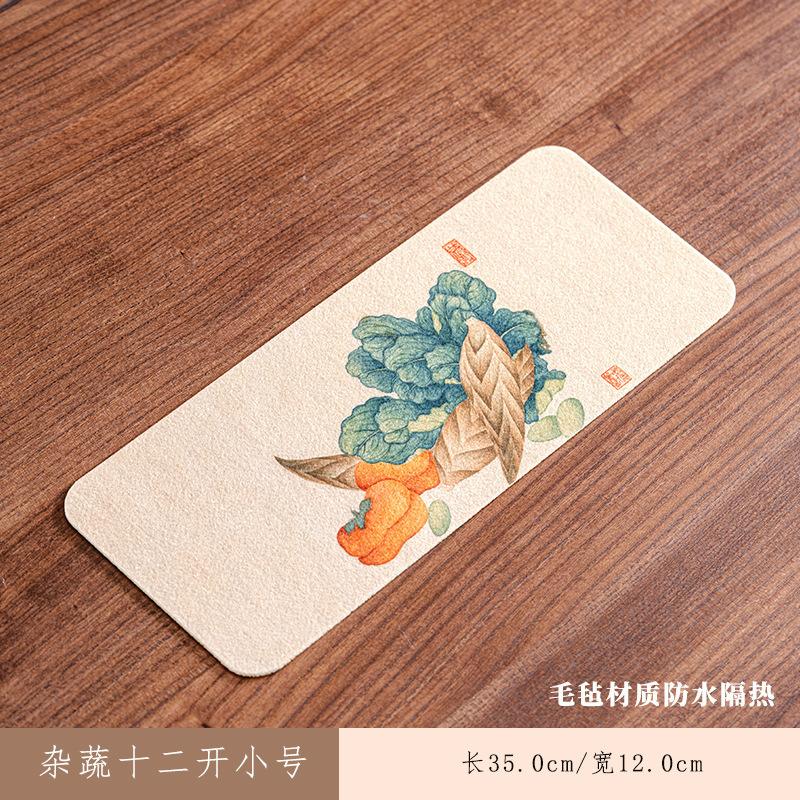 Verschiedenes Gemüse Zwölf Öffnungen Rechteckige Teeuntersetzer Zen Getränkeuntersetzer Esstischdecke Matte Chinesisches Tee-Set Handwerk