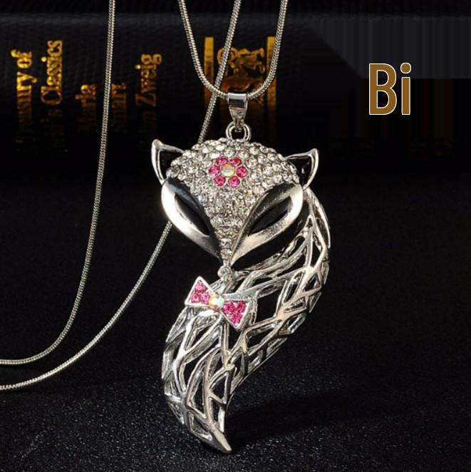 

Европейская и американская мода Хрустальное ожерелье с лисой - Универсальная цепочка для свитера, кулон золотой