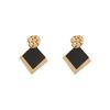 1 Pair Elegant Vintage-Inspired Geometric Drop Earrings for Women - Chic French Style Iron Dangle with Copper Posts, Black Square & Round Designs