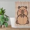 Capybara Shower Curtain – Cute Cartoon Animal, Kawaii Style With Plaid Background, Polyester, Includes Hooks