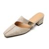 French Temperament Medium Thick Heel Bag Head Half Slippers Women's 2025 New Casual Outer Wear Summer Lazy Muller Shoes Sandals