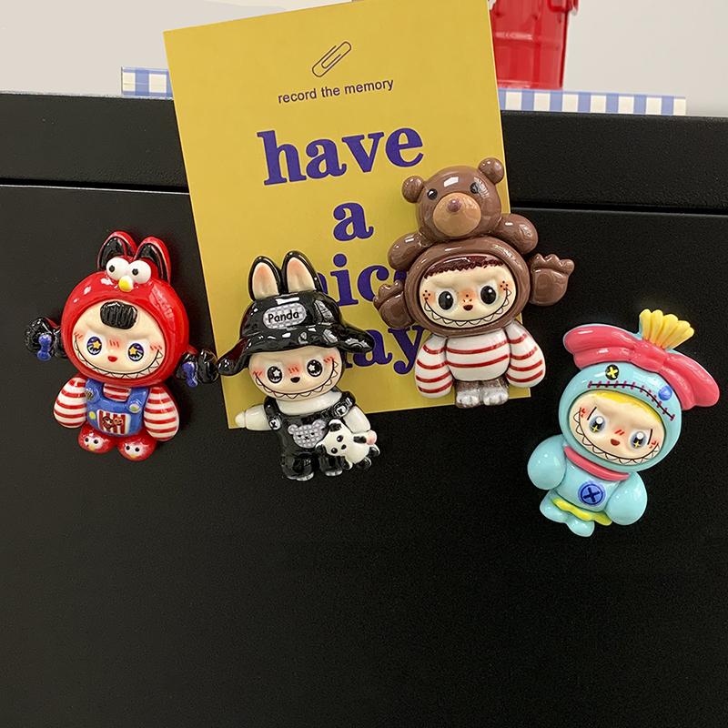 Cute Monsters Refrigerator Magnets Lafufu Trendy Doll Figurine Model Po Clip Home Decorations Magnetic Decor Birthday Gifts