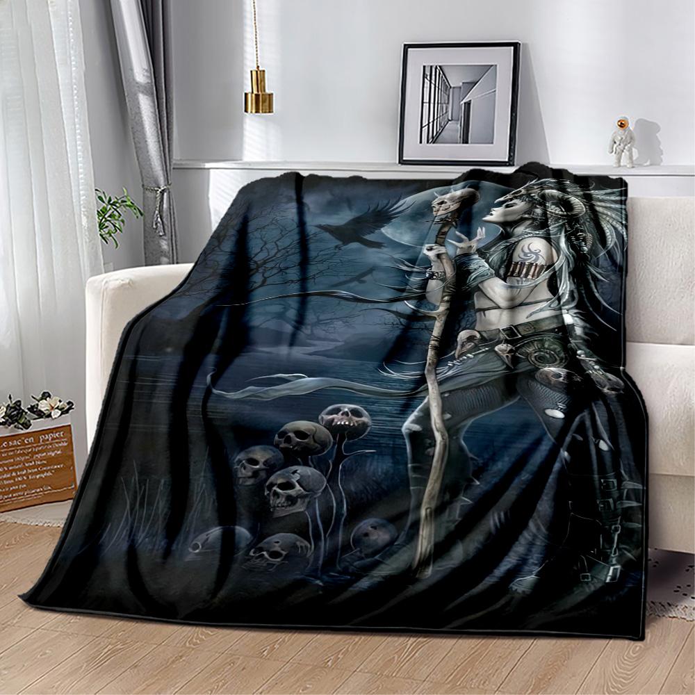 Gothic Style Blanket Soft & Cozy Suitable for Office Seaside Bed Four Seasons Universal Digital Print Unique Gift for Family and Friends Camping
