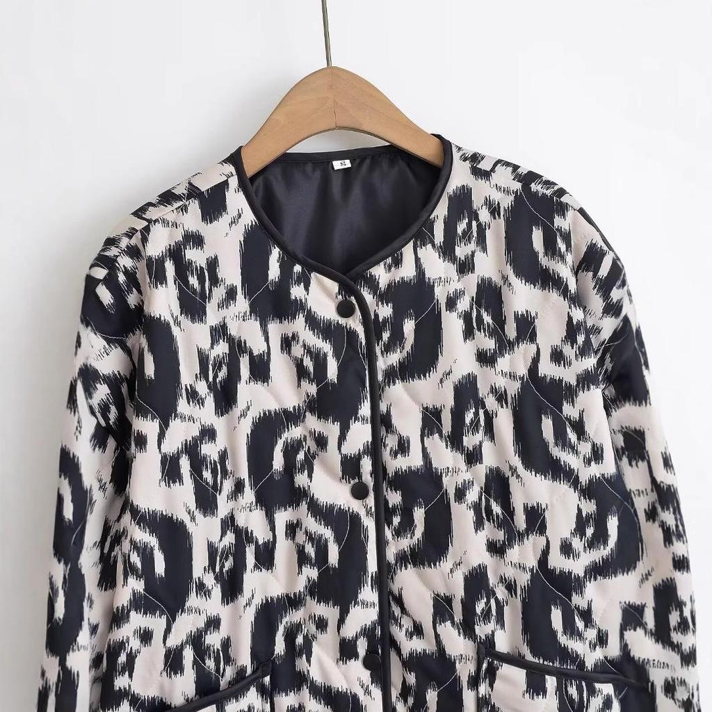 2024 Autumn Women's Cotton Animal Print Jacket - European & American Style Fashion