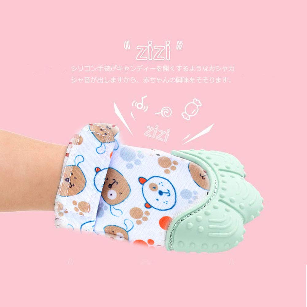 Angelcare Baby Teething Silicone Gloves, Absorbs Drool, Protects Hands from Biting, and Relieves Teething Pain. For ages 3-12 months (with adjustable