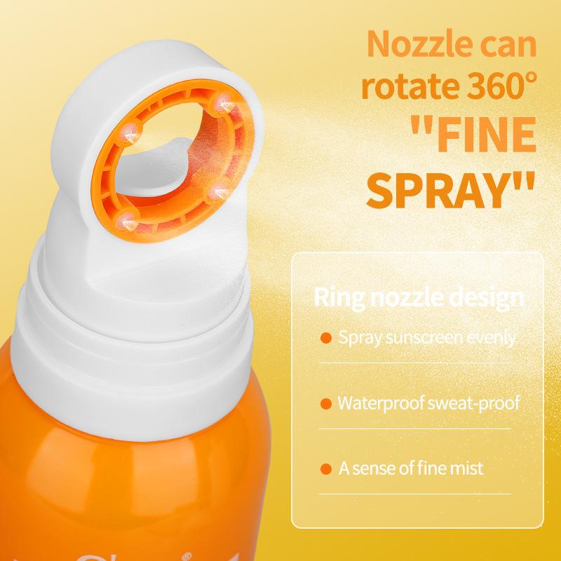 Waterproof Sunscreen Spray SPF50+ Brightening Refreshing Non-Greasy Body Sunblock Mist Portable Outdoor Protection