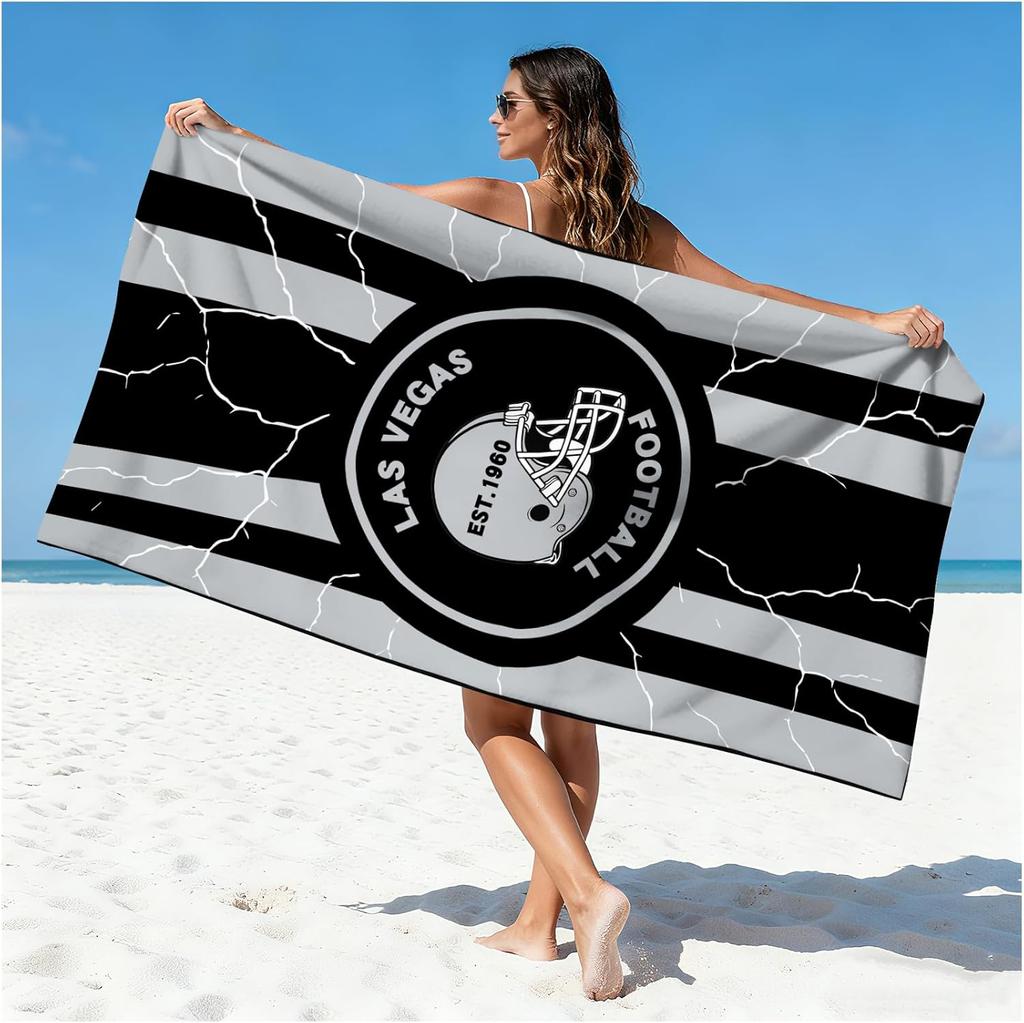 Miami Football Fan Beach Towel, Aqua and Orange Team Color Design Quick-Dry Sand-Free Bath Towel, Unique Gift for Men