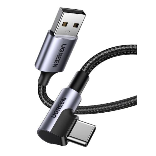 UGREEN kabel USB typu C, kabel USB A na USB C, nylonové opletení ve tvaru L, rychlé nabíjení 3A, kompatibilní s nástrojem Quick Charge 3.0/2.0, 56K registr