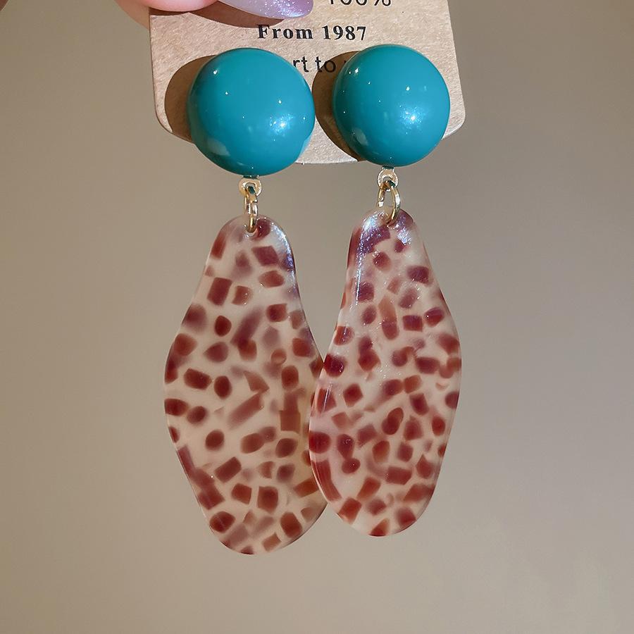 European and American retro fabric flower fringed leopard print earrings earrings personalized temperament earrings women