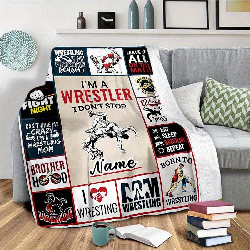 Wrestling Customize Your Name Blanket Used For Chair Office Sofa Bed Camping Soft And Warm Giving Friends And Relatives Birthday Graduation Gift