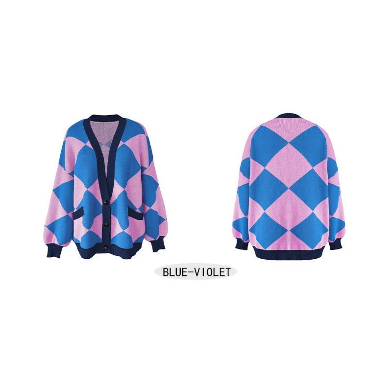 Women S V Neck Lantern Sleeve Loose Knit Cardigan Sweater Autumn Winter