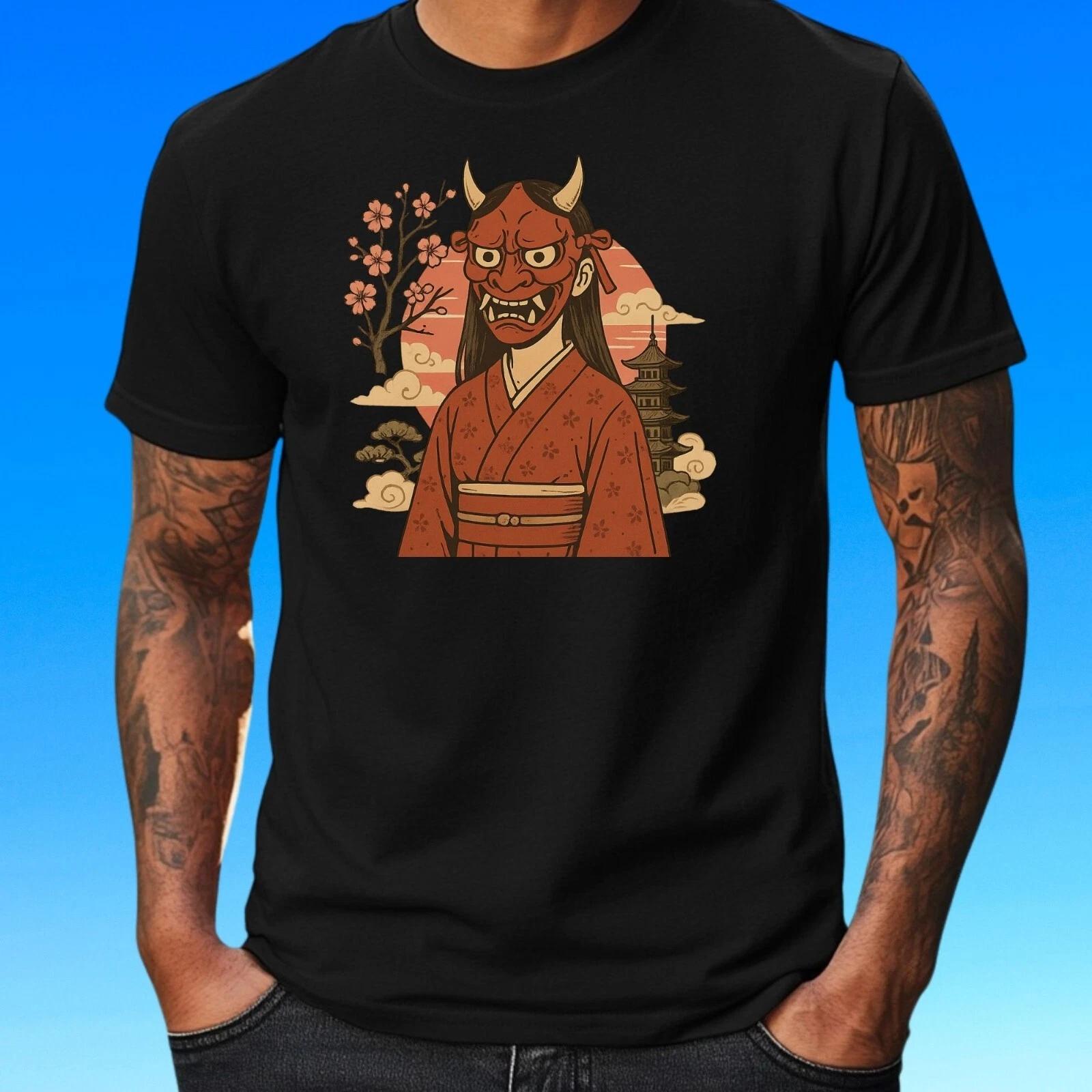 T-Shirt Herren Oni-Maske Mädchen Motiv Baumwolle Größe S bis 5XL S