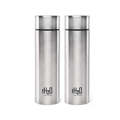 Edelstahl-Wasserflasche für Büro, Reise, Fitnessstudio | Auslaufsicheres 1L Slim Flaschenset | Rostbeständige BPA-freie silberne Trinkflaschen
