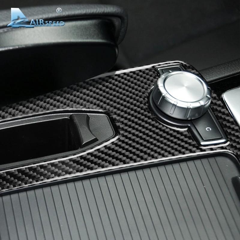 Airspeed Real Carbon Fiber Trim Stickers for Mercedes Benz C Class W204 E Class W212 Car Armrest Panel Cover Styling