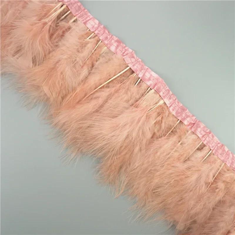 2 Mètres Bordure de Plumes de Marabout Moelleuses Bords Frange 6-8" Plumes de Dinde Blanches Noires Décor Vêtements sur Bande Artisanat Ruban Décoration