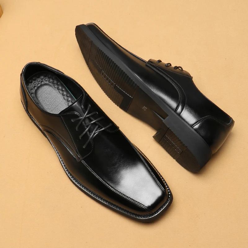 New Arrive Men'S Classic Retro Derby Shoes Mens Lace-Up Business Dress Office Leather Shoes Men Fashion Wedding Party Flats 2583