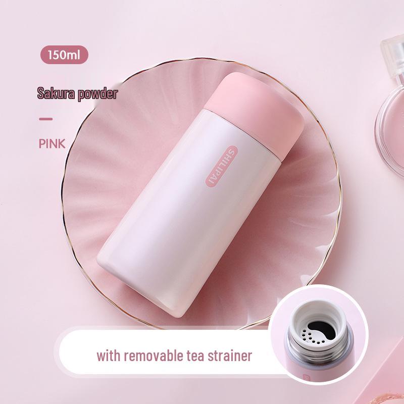 Stylish Mini Insulated Cup for Girls - Portable Pocket Size with Tea Infuser, Leak-Proof 304 Stainless Steel.