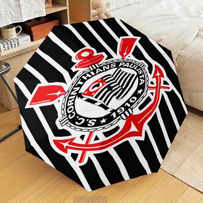 1PC Sport Club Football Crest Printed Umbrella Folding umbrella, automatic umbrella 8-Frame for Travel, camping Fan gifts Christmas Gifts