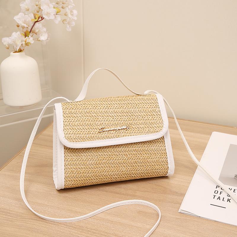 

One shoulder messenger bag handbag straw bag small bag new fashion women s small bag woven small square bag белый