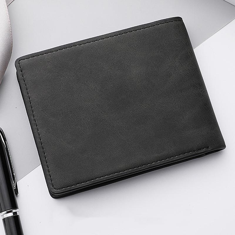 Men's Genuine PU Leather Wallet - Short Vintage Zipper Design with Money Clip, Soft Business Wallet for Students