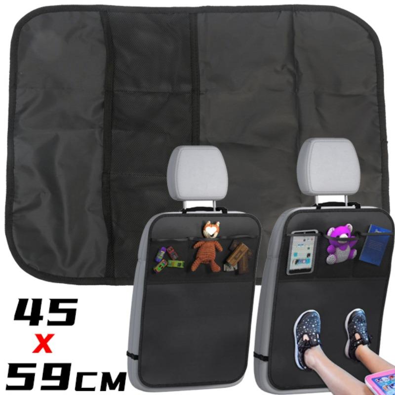 Car Back Seat Cover for Kids with 3 Pocket Storage Organizer Waterproof Kick Mats Backseat Protector Seat Back Kick Protector