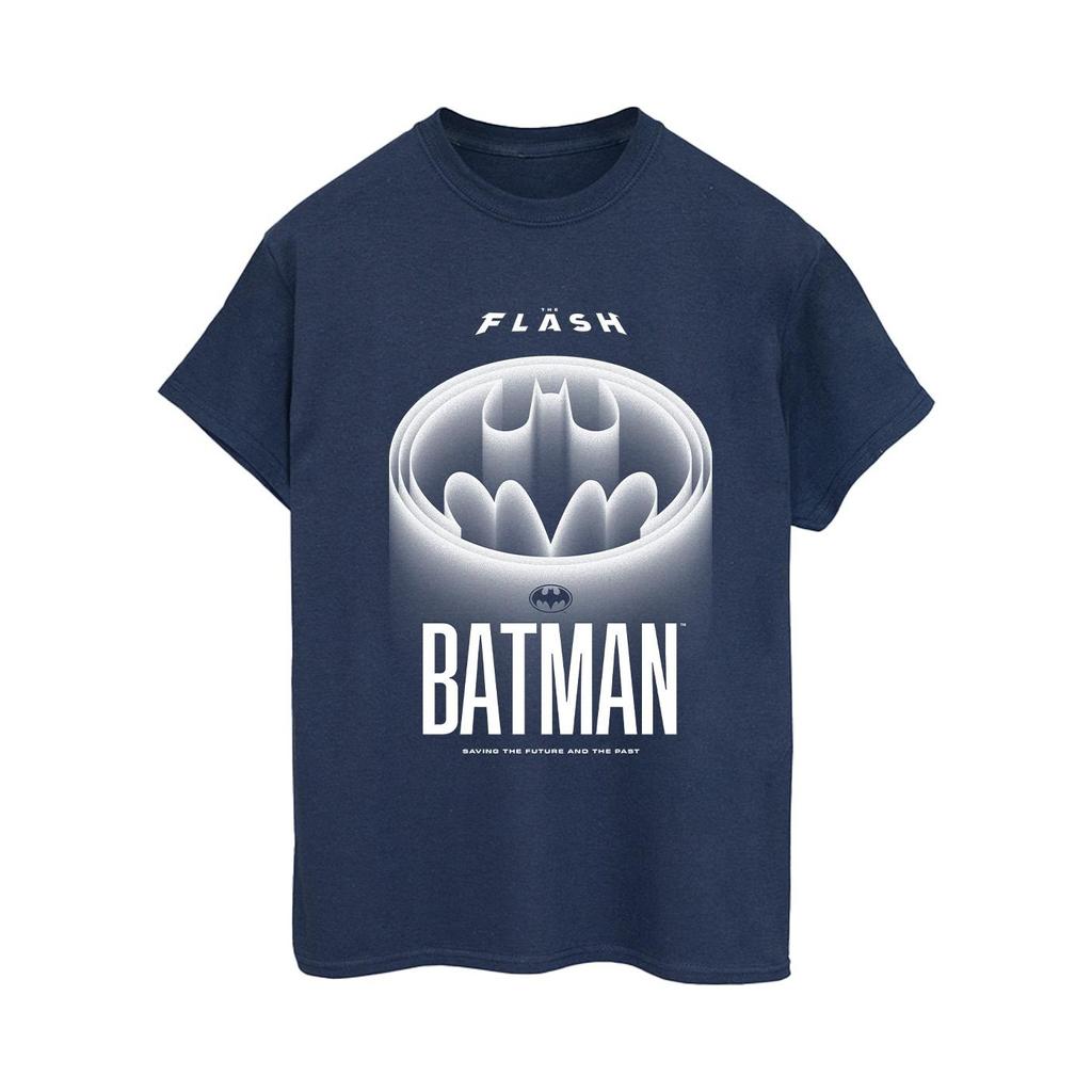 DC Comics Womens/Ladies The Flash Batman White Logo Cotton Boyfriend T-Shirt