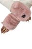 Aster-Mittens, Fingerless Gloves, Eco Fur, Soft Like Chinchilla, Pink