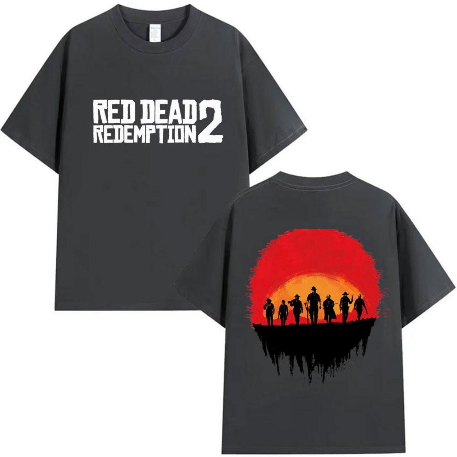 

Ретро Графический Red Dead Redemption 2 Мужской и Женский Модный Тренд 2025 Лето Принт 100% Чистый Хлопок Свободная Повседневная Футболка S чёрный