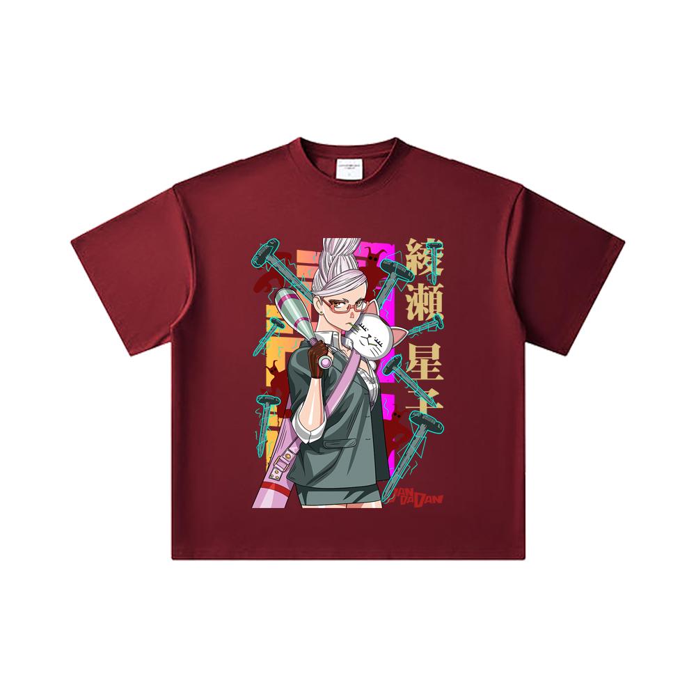 

260 GSM Double Yarn 32 Count 100% Cotton Dandadan V33 Seiko Print Unisex Heavy Cotton T Shirt 2XL вина червоного кольору