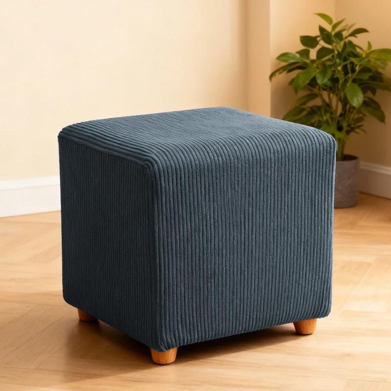 

1PC Stretch Stripe Slipcover Stool Cover Jacquard Elastic Square Sofa Footrest Covers for Living Room Office Home Decor