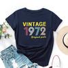 1972 Vintage Alphabet Cotton T-Shirt Short Sleeve Round Neck Women 2d Print Tops
