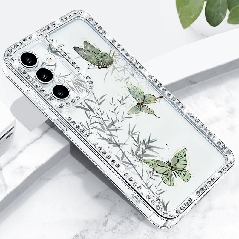 Fantasy Butterfly Pattern Diamond Diamond Case For Samsung Galaxy S25 Ultra S24 Plus S23 S22 S21 FE A14 A15 A16 A25 A26 A35 A36 A54 A55 A56 5G Cover