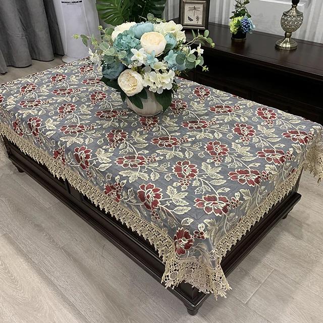 Tovaglia Rettangolare Ricamo di Lusso Pizzo Copritavola Rotondo Floreale Elegante Grembiule da Tavola Tovaglia da Pranzo Bandierina da Tavola Asciugamani