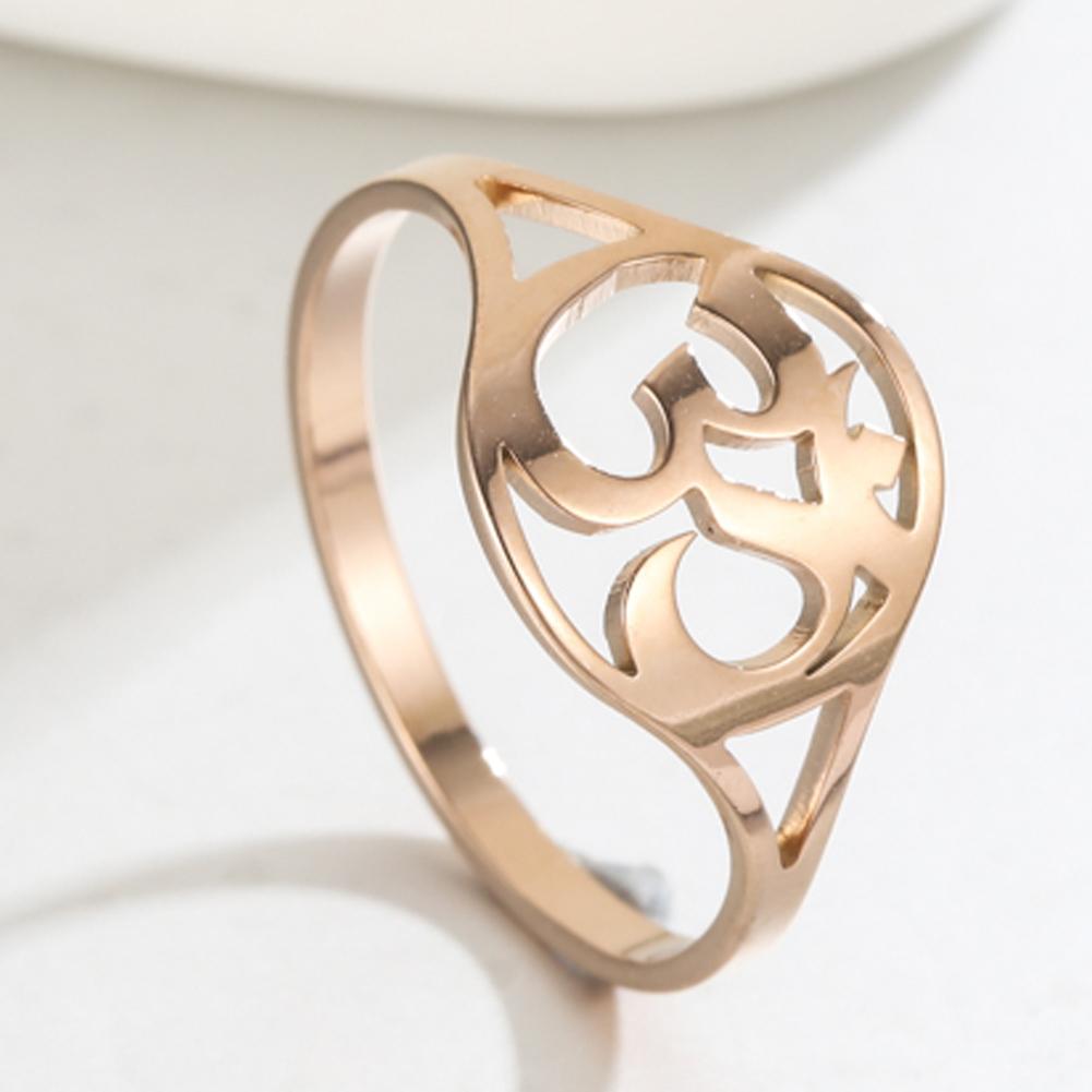 Dawapara Univerzální symbol harmonie Aum OM Prsten Unisex Hinduistický snubní prsten Buddhismus Jógové šperky Nerezová ocel