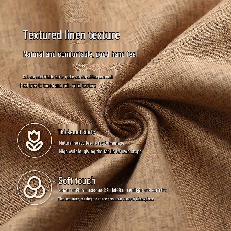 Wabi-Sabi Style Linen Blackout Curtain for Office, Living Room, Bedroom – Solid Color, Heat Insulating