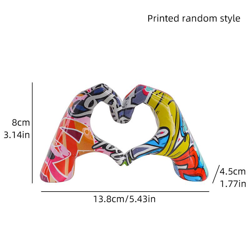 Water Transfer Small Love Gesture Sculpture, Resin Craft Ornament for Home, Bedroom, Living Room and Entryway Desktop Decoration