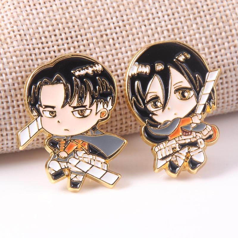Attack on Titan Anime Enamel Pins Mikasa Rivaille Figure Brooch Jewelry Backpack Clothing Decoration Accessories Gifts