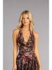 Europe Cross-border Leopard & Floral V-neck Backless Lace-up Sexy Short Skirt Dress