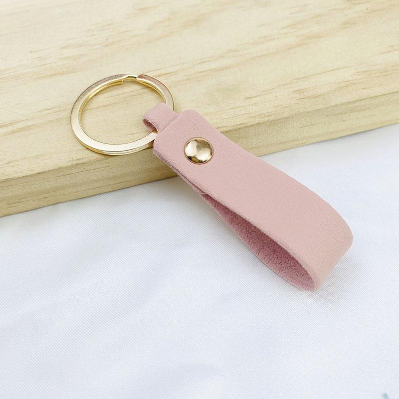 

Customized Name Logo Text Keyring Car Moto Pendant Key Chain Ring Creative Simple Solid Color PU Short Leather Keychain Gift Customized Name рожевий