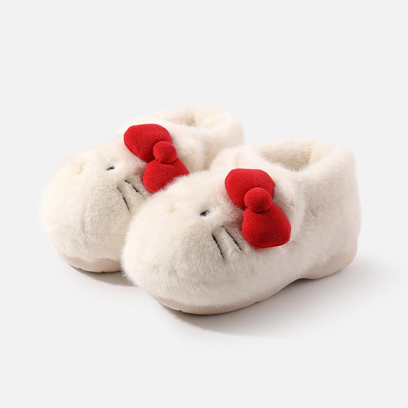 Genuine Sanrio Cartoon Furry Slippers - Women's Non-Slip Warm Winter Indoor Slippers with Plush Cotton and Velvet