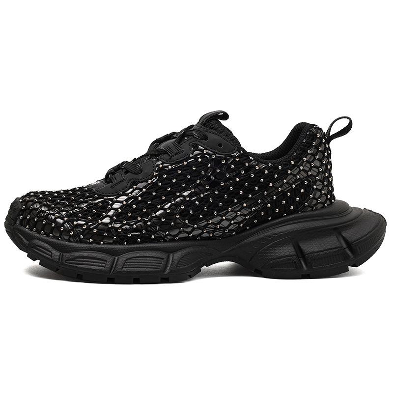 

Luxury Designer Chunky Heel Platform Unisex Shoes All Match Casual Trainers Increase Runway Sport Shoes Large Size Sneakers Male 35 чёрный