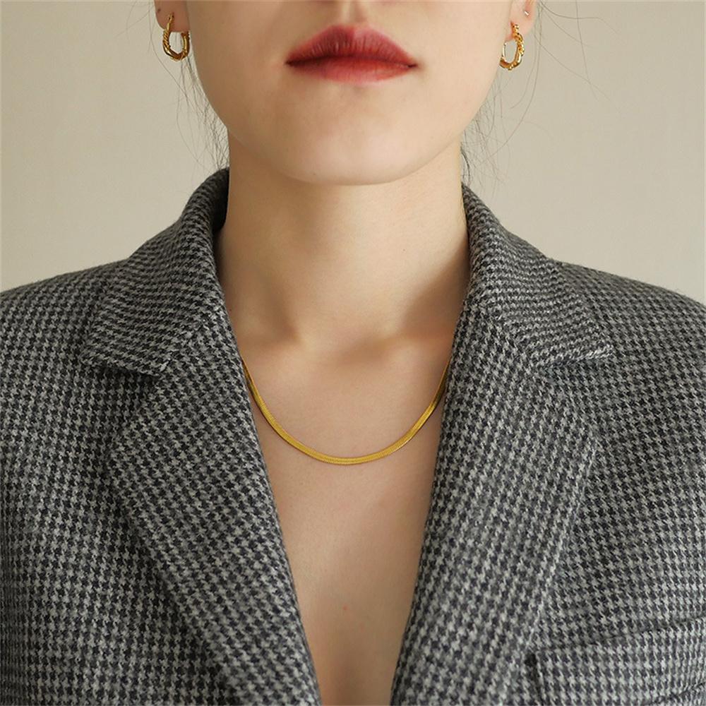 2025 Punk Flat Snake Chain Choker Necklaces Gold Silver Color Stainless Steel Short Neck Chains For Women Collar Jewelry Gift