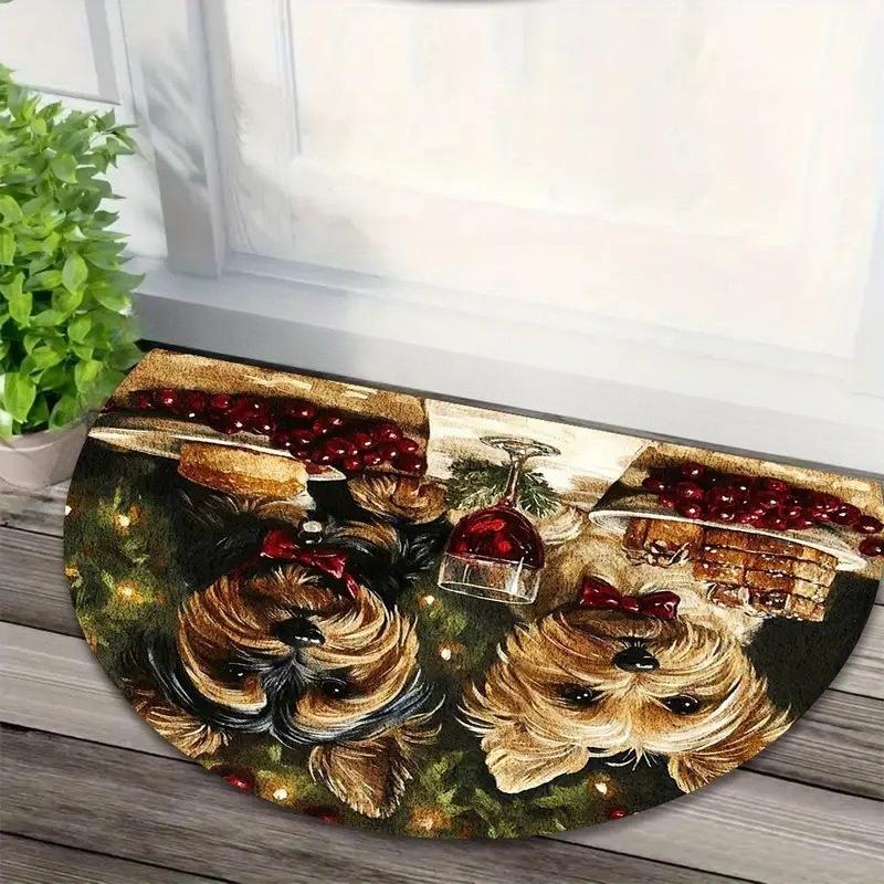 1PC VIKAMA Christmas Doormat Semi-circular Welcome Mat Anti Slip Wear-resistant Carpet for Living Room Bathroom Kitchen Tapete