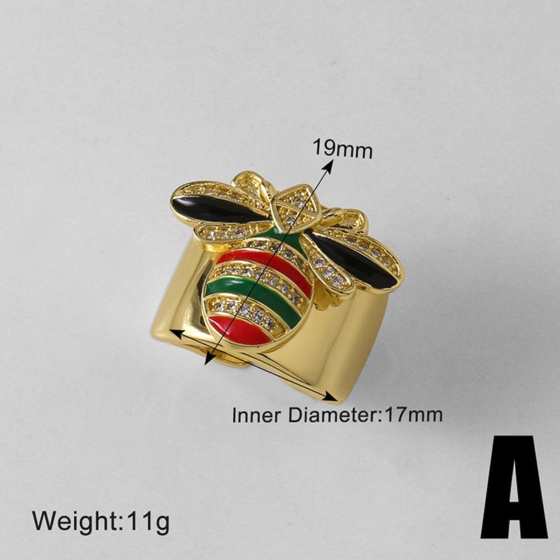 Simple Bee Statement Women Rings Copper Gold Plated Beetle Insect Open Wide Ring  Jewelry